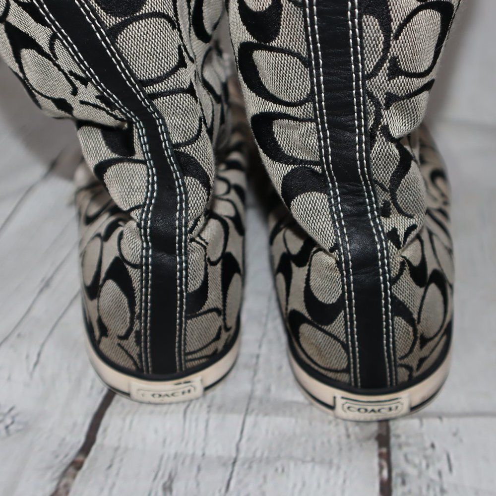 Coach Bonney Gray/Black and Striped High Top Sneakers Women's Size 9.5 - Picture 6 of 8